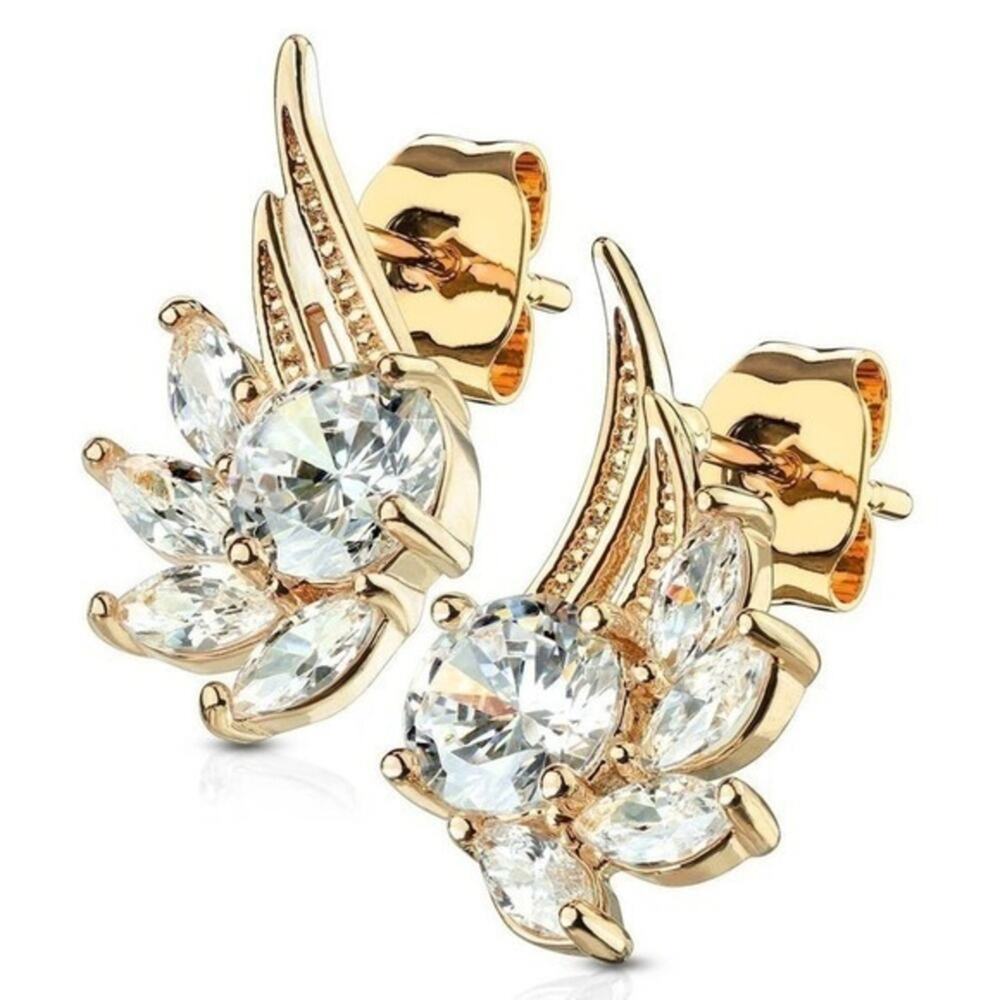 New stainless steel CZ angel wing earings